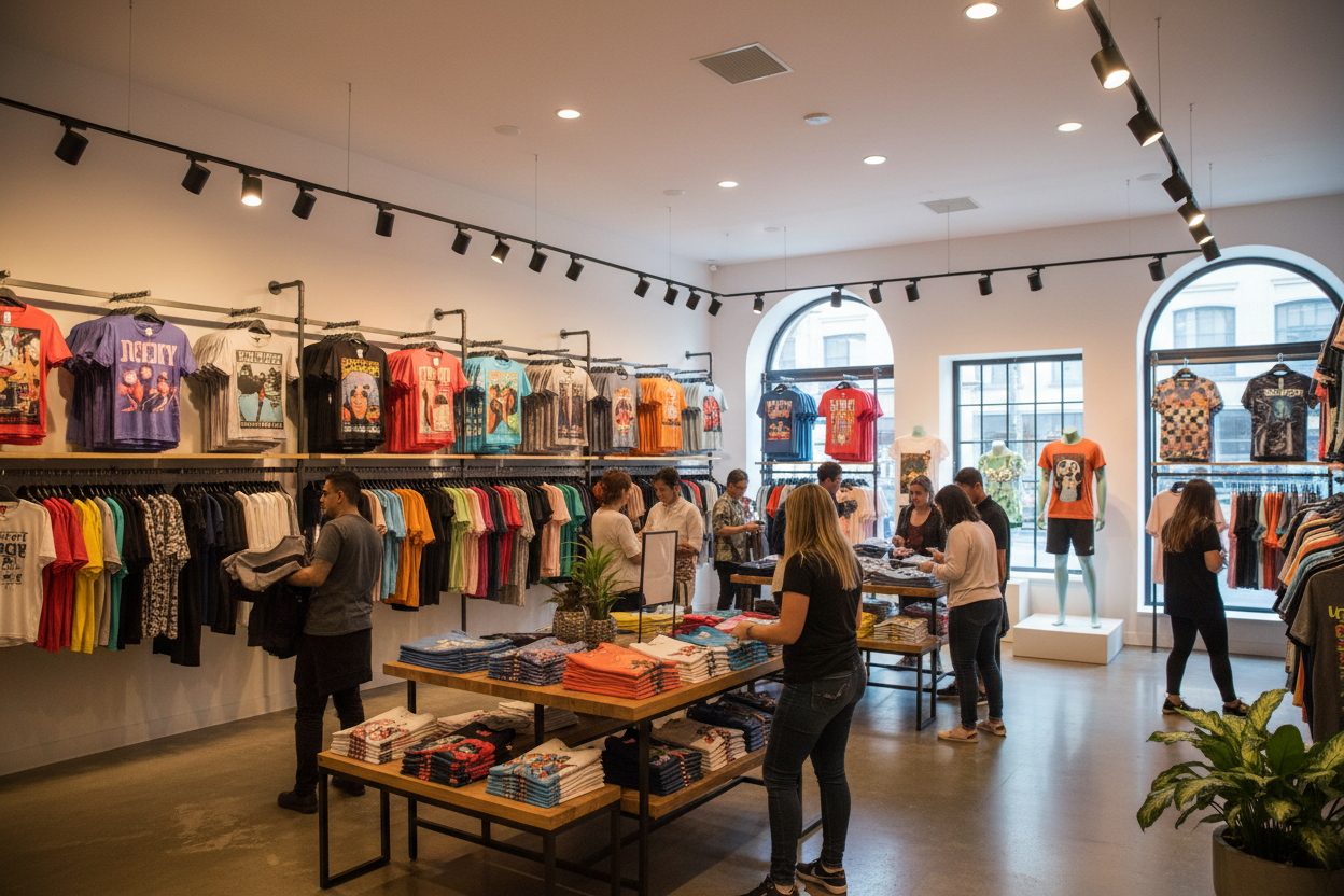 Generate image of a store selling Printed T-Shirt